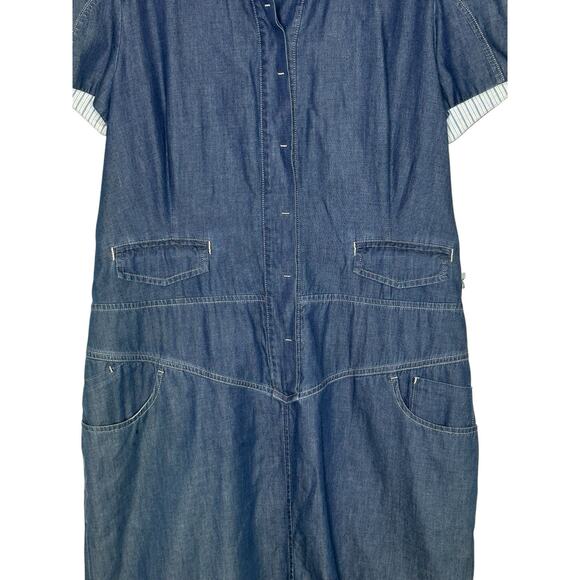 Sportsmax Code Womens Denim Dress 12 Pockets Minimalist Quiet Luxury Blue - Picture 3 of 12
